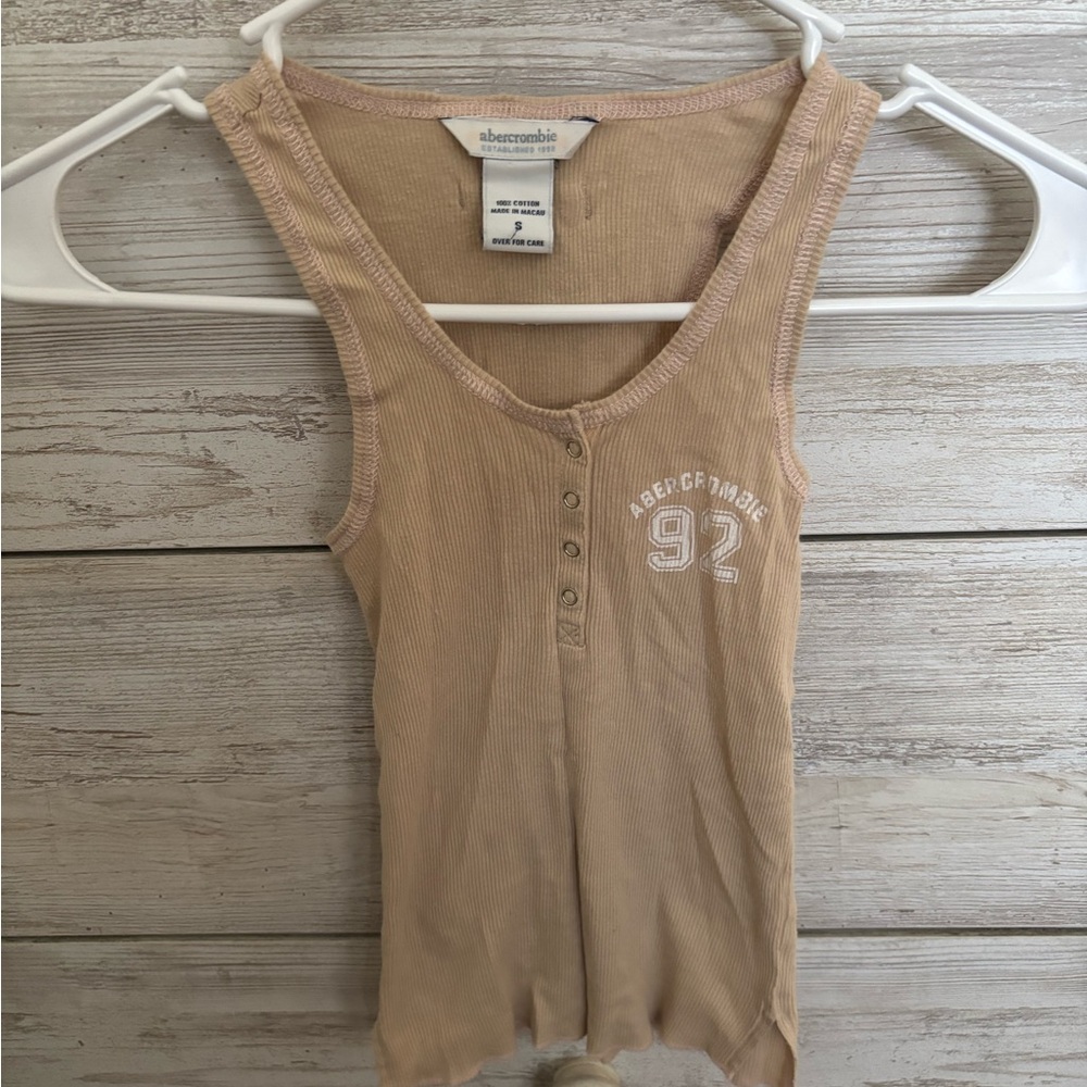 Abercrombie & Fitch Beige Snap-Front Tank Top